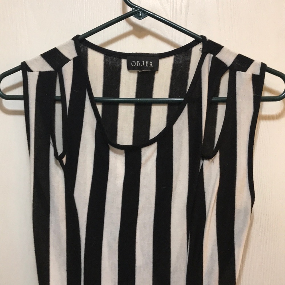 Objex high low black/white striped dress, medium.